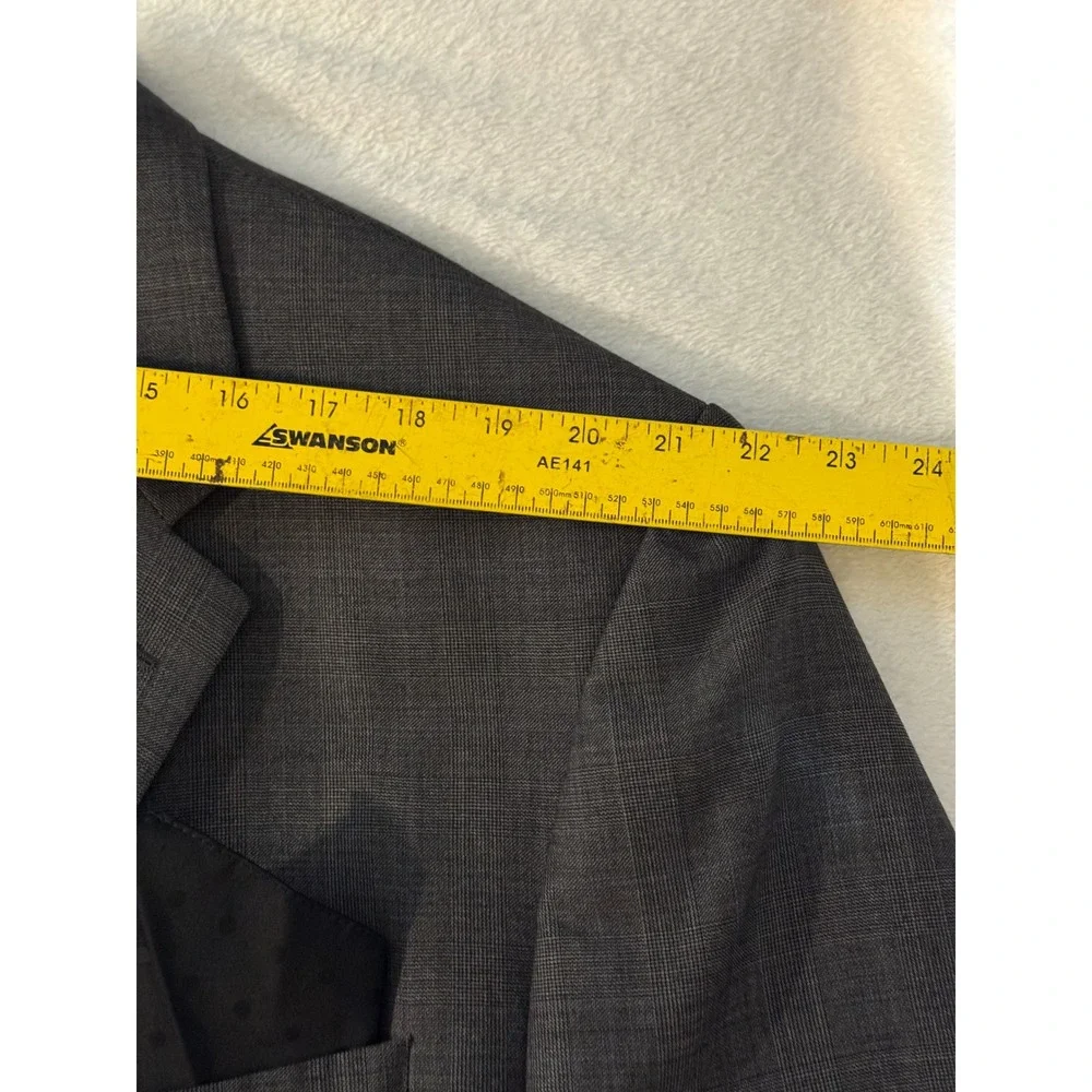 Lauren Ralph‎ Lauren Wool Blazer 50R Gray Plaid Sport Coat Made in Canada